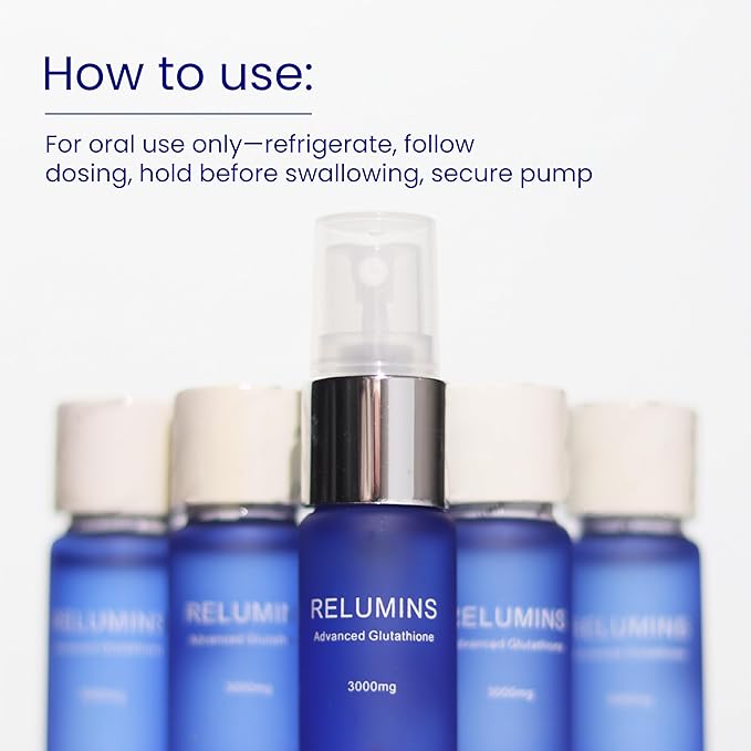 Relumins Highest Dose Sublingual Glutathione Oral Spray - New Advanced Formula 6000mg Plus Zinc - Professional Formula for Skin Brain and Immune Health Made in USA (3000mg x 2 Bottles)