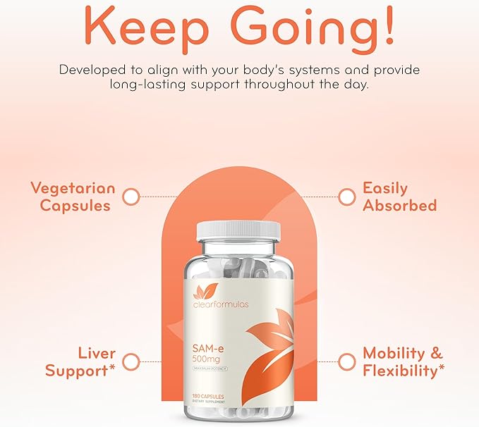 SAM-e 500mg &amp CoQ10 200mg Bundle | Energy Mood and Brain Support Bundle with Bioactive S-Adenosyl-L-Methionine SAM e and Coenzyme Q10 Supplements