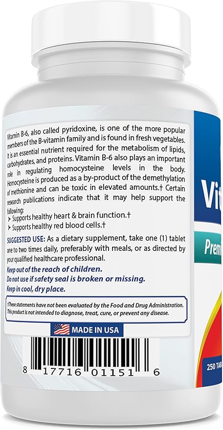 Best Naturals Vitamin B6 50 mg 250 Tablets (250 Count (Pack of 3))