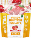 About Time Whey Protein Isolate Powder 25g Strawberry Natural Ingredients Non-GMO Gluten-Free Lactose-Free Zero Sugar Low Carb 32 Servings