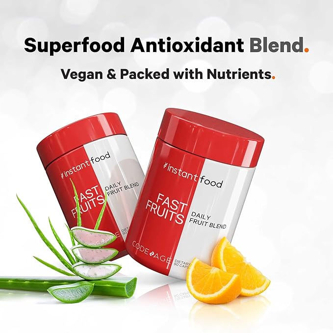 Codeage Instantfood Fast Fruits Over 15 Fruits Powders Equivalent All-in-One Vegan Daily Whole Food Vitamins - Berries Antioxidant Polyphenols &amp Bioflavonoid Multivitamin Non-GMO 90 Capsules
