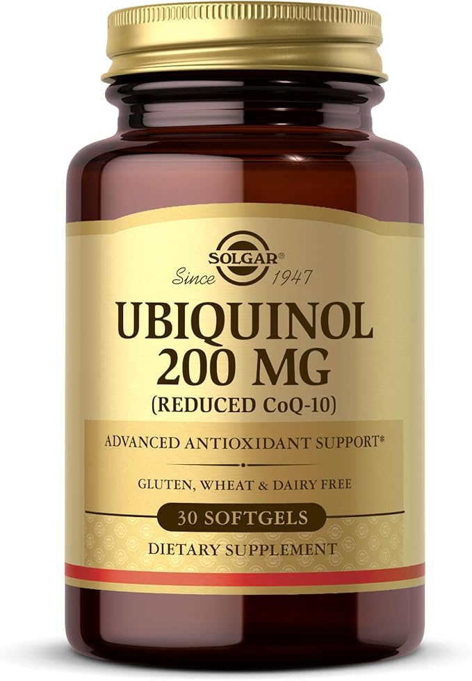 Solgar Ubiquinol 200 mg (Reduced CoQ-10) 30 Softgels - Promotes Heart &amp Brain Function - Supports Healthy Aging - Coenzyme Q10 - Ubiquinone Supplement - Gluten Free Dairy Free - 30 Servings