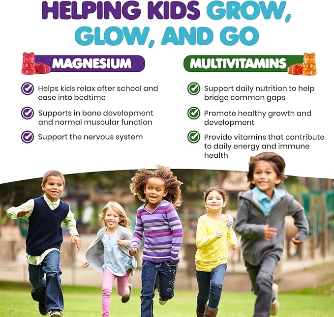 DR. MORITZ Kids Magnesium Gummies (60 Count 2 Pack) and Kids Multivitamin Gummies (60 Count 2 Pack) Bundle - for Relaxation and Health Support - Toddler Vitamins - Magnesium Calm Supplement