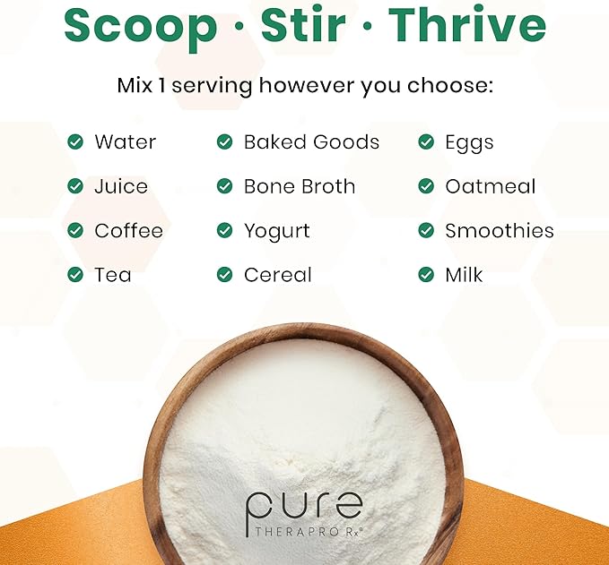 Pure Therapro Rx TriActive Collagen+ Orange Collagen Powder for Hair Skin Nails Bones &amp Joints Hydrolyzed Collagen Powder w/Patented Peptides - Multi Collagen Protein Powder 30 Servings (Ora