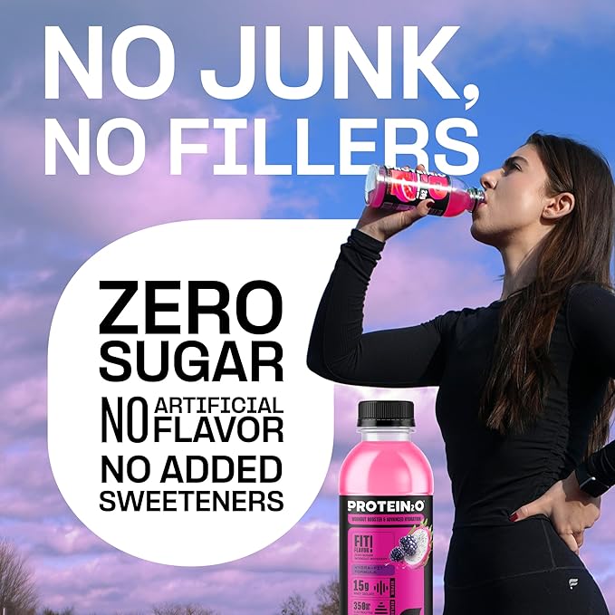 Protein2o Hydration Drink - 2-in-1 Liquid Clear Whey Protein Isolate and Electrolyte Drink - 15g Protein Vitamins B5 B6 - Post-Workout Recovery - 16.9 Fl Oz - 12 Count Dragon fruit Blackberry