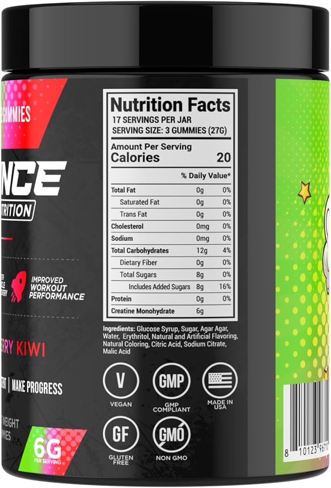 Bounce Pro Creatine Monohydrate Gummies for Men &amp Women Low Calorie 6G of Creatine per Serving Vegan Anti-Melting Gluten-Free Non-GMO (51 Count (Pack of 1) Strawberry Kiwi)