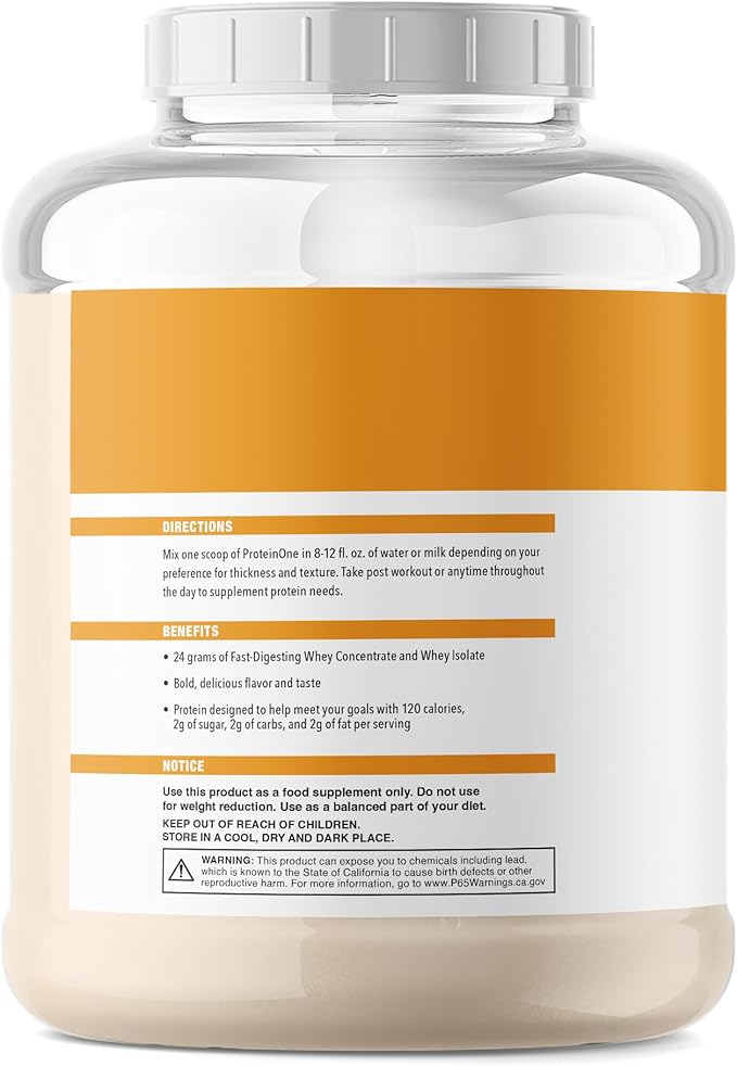 NutraOne ProteinOne Whey Protein Promote Recovery and Build Muscle with a Protein Shake Powder for Men &amp Women (Vanilla Ice Cream - 5 lbs.)
