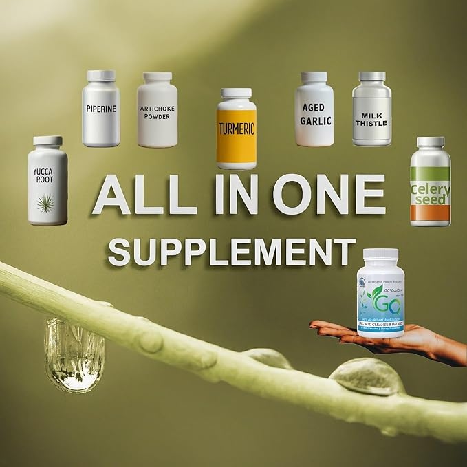 GC GoutCare 6 Bottle Pack- Uric Acid Management and Joint Support Featuring Turmeric Garlic Milk Thistle and More - (90 Capsules in Each Bottle x 6)