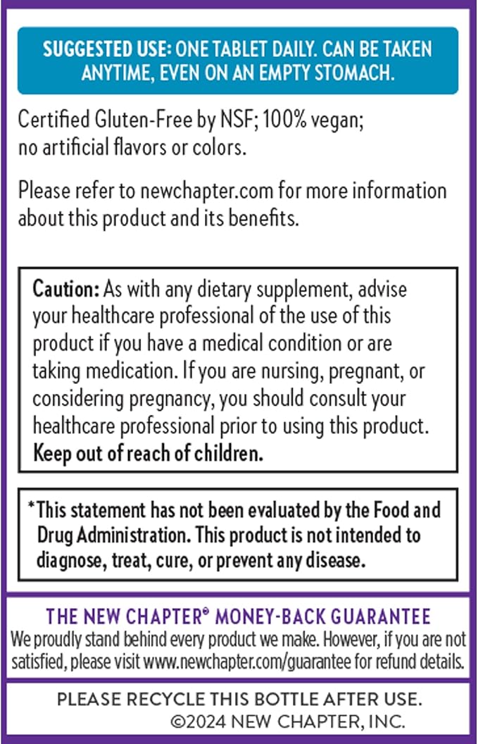 New Chapter Fermented Vitamin B12 1000 mcgUSDA OrganicDaily for Cellular Energy + Healthy Blood CellsCertified VeganGluten Free -60 Count (Pack of 2)