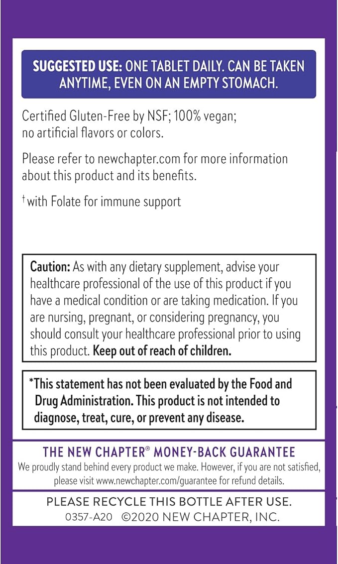 New Chapter Organic Fermented Vitamin B Complex 30 Count 30 CT