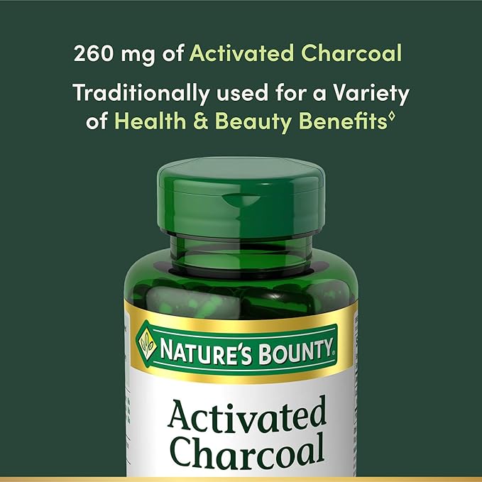Nature's Bounty Activated Charcoal 260 mg 100 Capsules Dietary Supplement to Support a Healthy Lifestyle (Pack of 3)