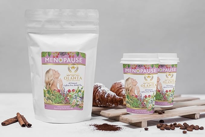 Menopause Support Tea with Ashwagandha Caffeine-Free Herbal Blend 20 Premium Sachets All-Natural Rooibos Lemongrass Elderberry Cranberry