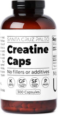 Santa Cruz Paleo Creatine Capsules Supports Muscle Growth &amp Energy Gluten Free Keto Sugar Free Paleo No Fillers or Additives Creatine Monohydrate Pills 2500mg 100 Servings 300 Capsules