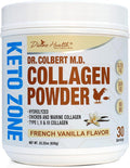 Dr. Colbert MD Hydrolyzed Collagen Powder | Vanilla Flavor | by Divine Health | Type I II III Chicken &amp Marine Collagen | Keto Zone | Support Hair Skin Nails &amp Joints | 630g | 30 Servings
