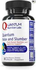 Quantum Nutrition Labs Quantum Relax and Slumber - Sleep Supplement with Magnesium Malate &amp L-Theanine Natural Calm Complex with Lemon Balm &amp Valerian Root for Women &amp Men - 90 Capsules