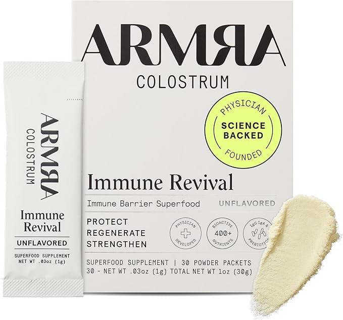 ARMRA Colostrum Powder | Unflavored | Gut Health &amp Bloating | Skin &amp Hair | Immunity | Keto Gluten &amp Fat-Free | 30 Servings