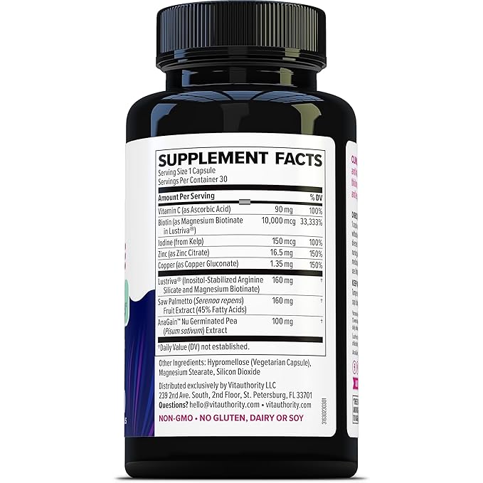 Lustriva Hair Growth Supplement for Women | Lustriva &amp DHT Blocker Vitamins for Thicker Fuller Locks Biotin Saw Palmetto Zinc &amp Copper | Reduce Shedding &amp Support Hair Loss for Men &amp W
