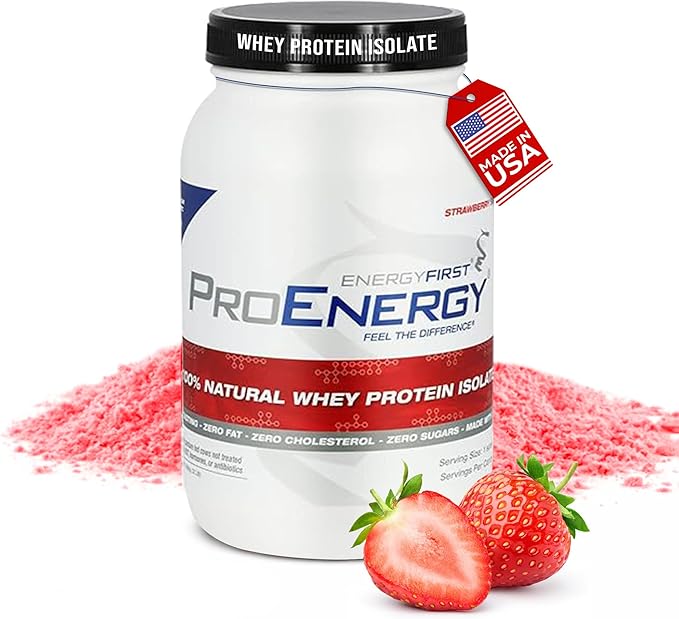 EnergyFirst Grass-Fed Strawberry Whey Protein Isolate (2lb) High-Protein Shake for Meal Replacement &amp Recovery Non-GMO Gluten-Free 37 Servings