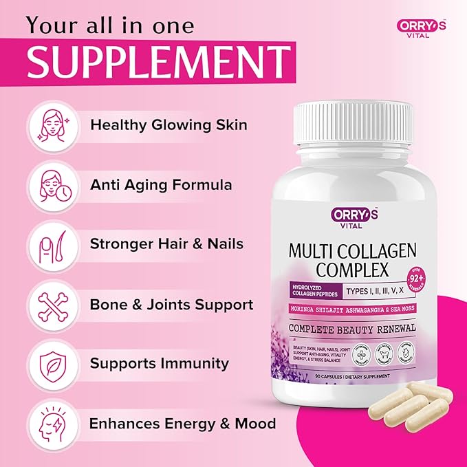 Hydrolyzed Collagen Peptides for Women &amp Men – Type I II III V X Multi Collagen Complex with Biotin VIT C Hyaluronic Acid &amp 92+ Trace Minerals for Hair Skin Nail &amp Joint Support– 9