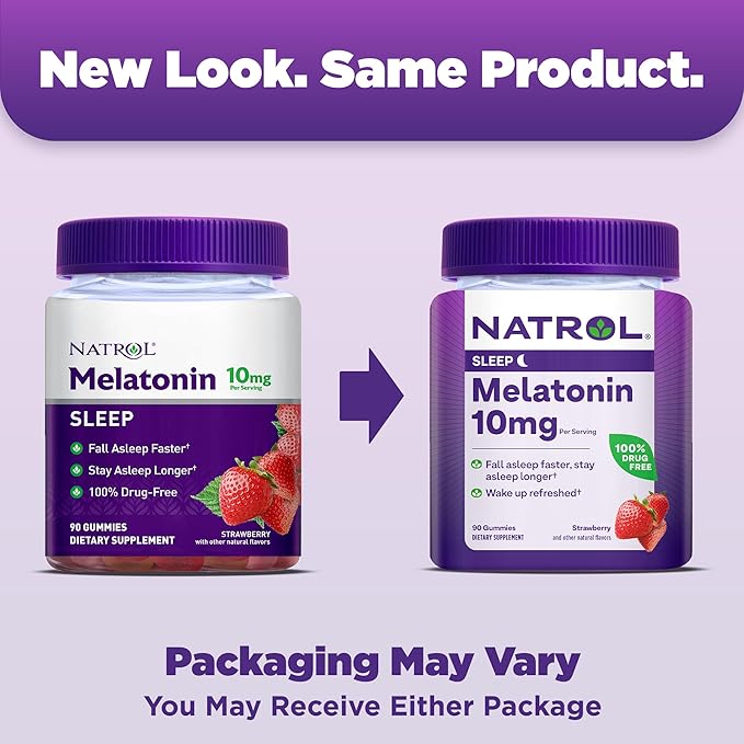 Natrol Kids Melatonin 1mg 140 Berry Gummies Melatonin 10mg 90 Strawberry Gummies Sleep Aid