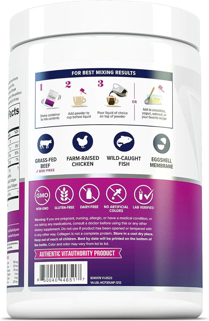 Multi Collagen Peptides Powder for Women - Hydrolyzed Unflavored Collagen Powder for Women with Types I II III V &amp X plus Vitamin C &amp Hyaluronic Acid for Beautiful Hair Skin and Nails - 30 Ser