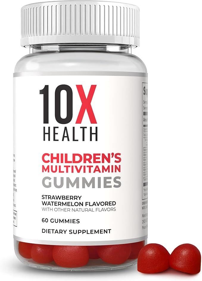 10X Health Children’s Methylated Multivitamin Gummies - 60 Count Kids Multivitamin Gummies Complete Daily Nutrition - Immunity Bones &amp Energy - Strawberry Watermelon Flavor