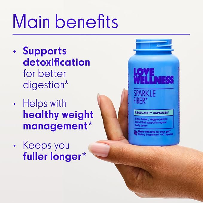 Love Wellness Bye Bye Bloat and Sparkle Fiber | Universal Gut Duo | Digestive Enzymes for Gas &amp Fast Acting Bloating Relief for Women