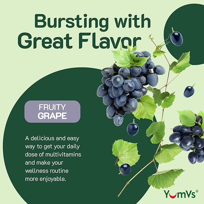 YUM-V'S Iron Gummies - Multivitamin Iron Supplement with Vitamin C A B &amp Zinc Supports Blood Oxygen Vegan Supplements for Women Men &amp Kids for Growth and Development - Grape Flavor | 2-Pa