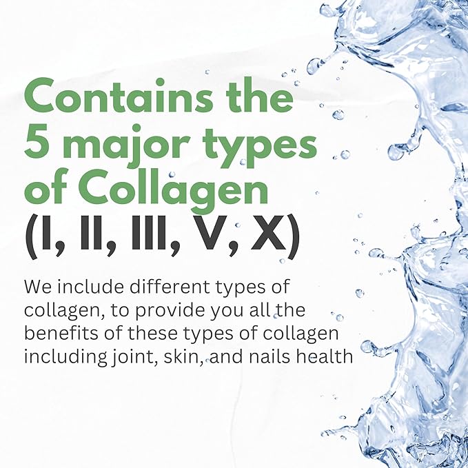 HCL HERBAL CODE LABS Collagen Peptides Powder with Vitamin C &amp Hyaluronic Acid - Cleanest Sources &amp Super High Absorption - Hydrolyzed Multi Type I II III V X - Skin Hair Supplement (Capsu