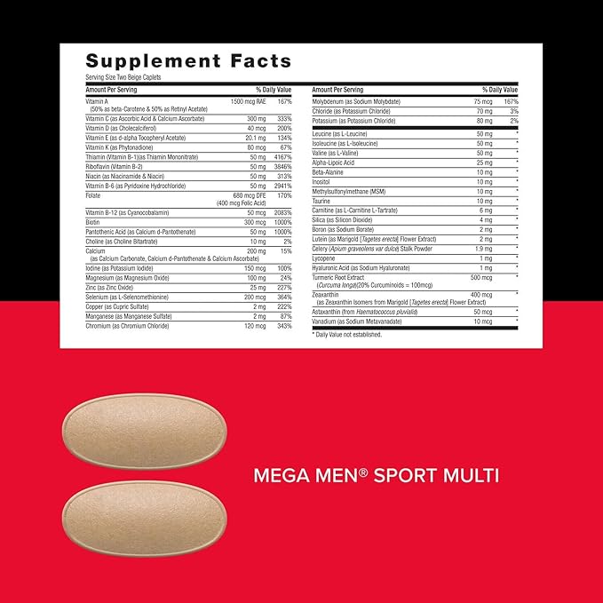 Mega Men Sport Vitapak Program Convenient Complete Nutrition 4 Products in 1 Packet Athletic Performance Energy Recovery Blood Flow Arginine 200mg Caffeine Thermogenic 30 day supply