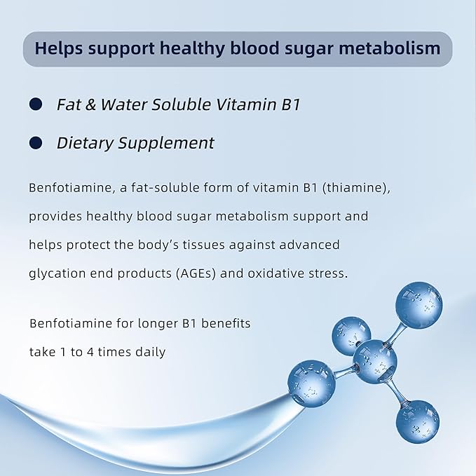 Benfotiamine 600mg Plus 20mg Vitamin B1 and Vitamin B1 500mg with Benfotiamine 20mg120 Capsules