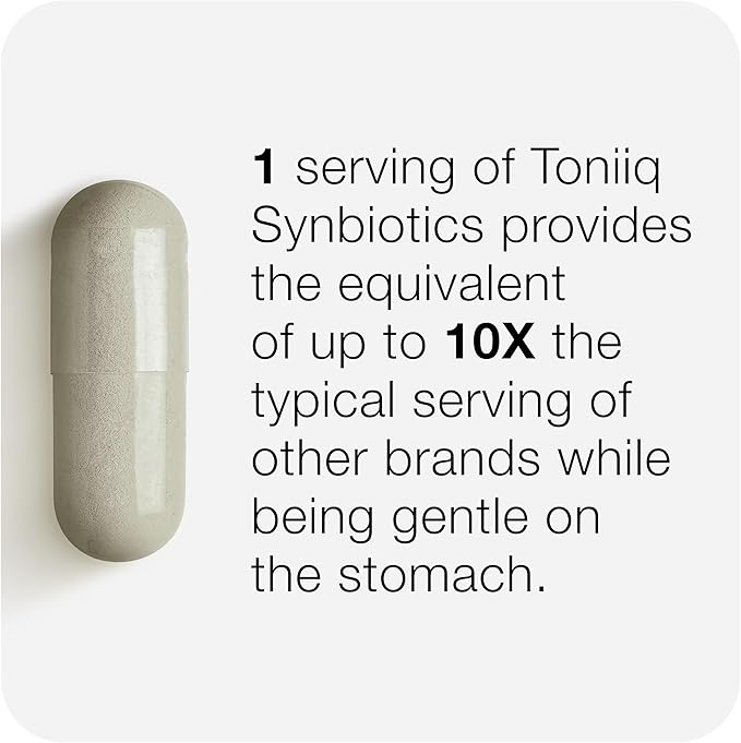 Toniiq Prebiotics and Probiotics – 200B TFU with Postbiotics IMMUSE® &amp ButyraGen® – 30 Strains – Shelf-Stable Synbiotic Formula – Third-Party Tested – 60 Capsules