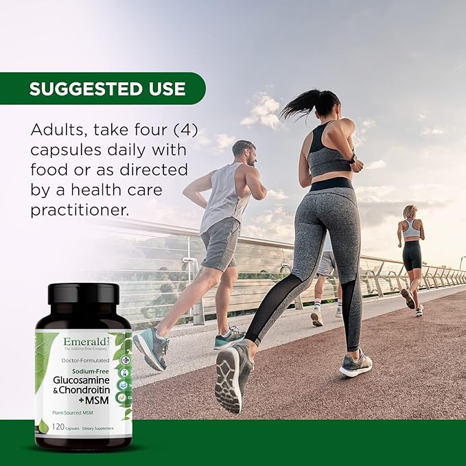 Emerald Labs Glucosamine &amp Chondroitin with MSM - Bone Health &amp Joint Health Supplement - Gluten-Free - 120 Capsules (30-Day Supply)