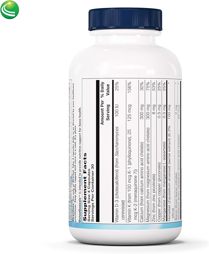 Nutra Biogenesis Osteogenesis - Bone Health Support for Women &amp Men with Vitamin D3 K2 Calcium Zinc Magnesium &amp Boron - 120 Veggie Capsules