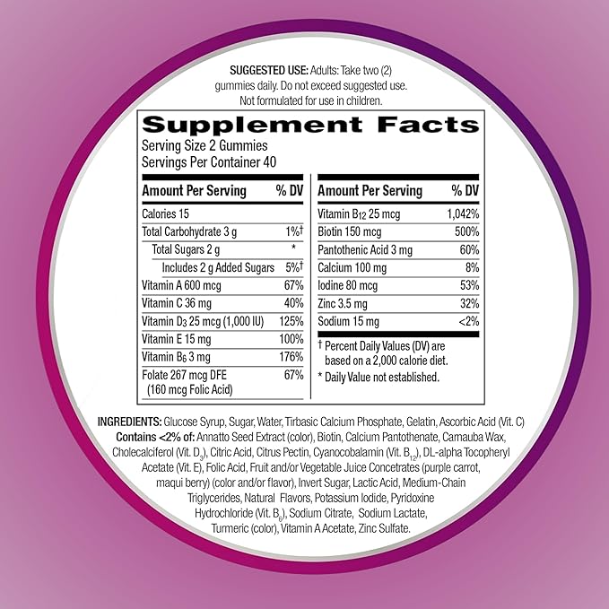 Silver Women 50 Plus Multivitamin for Women Minerals Vitamins &amp Supplements Hair Skin and Nails Vitamins Vitamin C Antioxidants Supplement Daily Vitamins for Women (80Gummies)