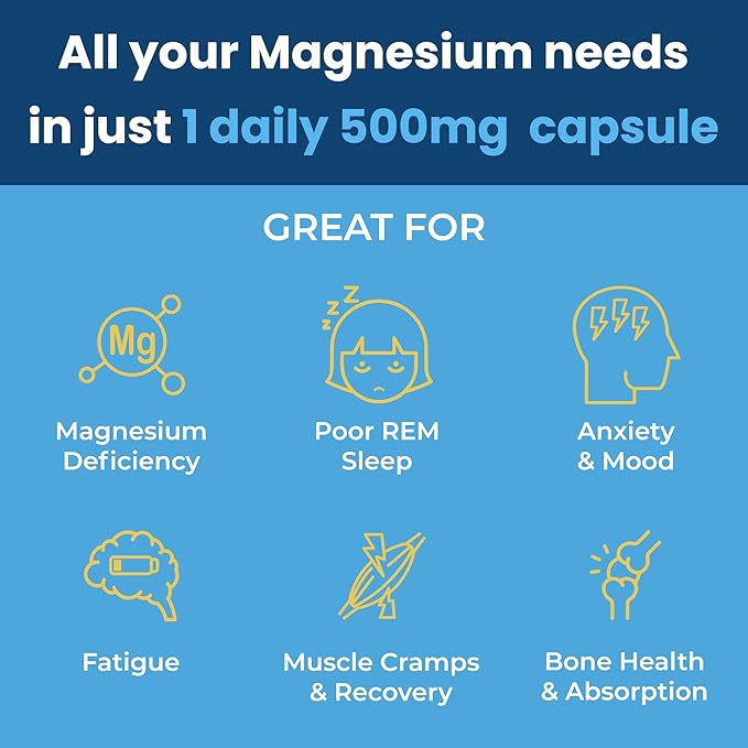Magnesium Supplement with Glycinate Citrate Malate &amp Oxide Plus Organic Aswagandha Supplement for Digestion Sleep Heart Health &amp Energy