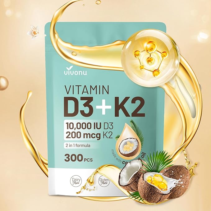 VivoNu 19 in 1 Prenatal Multivitamin Vitamin D3 K2 B6 B12 C with Folic Acid Choline Probiotic Iron Calcium Zinc &amp Magnesium Lemon Flavor+Vitamin D3 K2 10000 IU Softgels