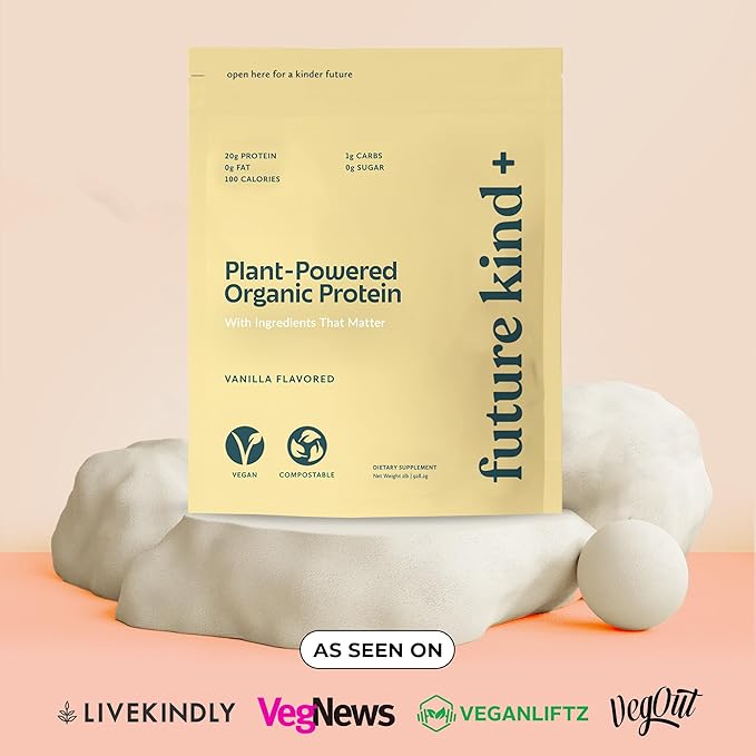 Future Kind Vegan Protein Powder Vanilla Pea Plant Protein for Lean Muscle with Iron &amp Fiber Whey-Free Sugar-Free Soy-Free Non-Dairy (34 Servings)