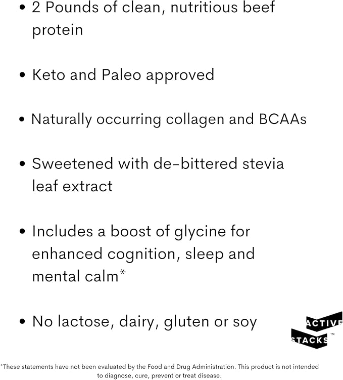 Beef Protein Powder Chocolate - Dairy Free 22g Protein Just 4 Ingredients - Hydrolyzed Beef Isolate for Keto Paleo &amp Carnivore Diets - 28 Servings 2 lb