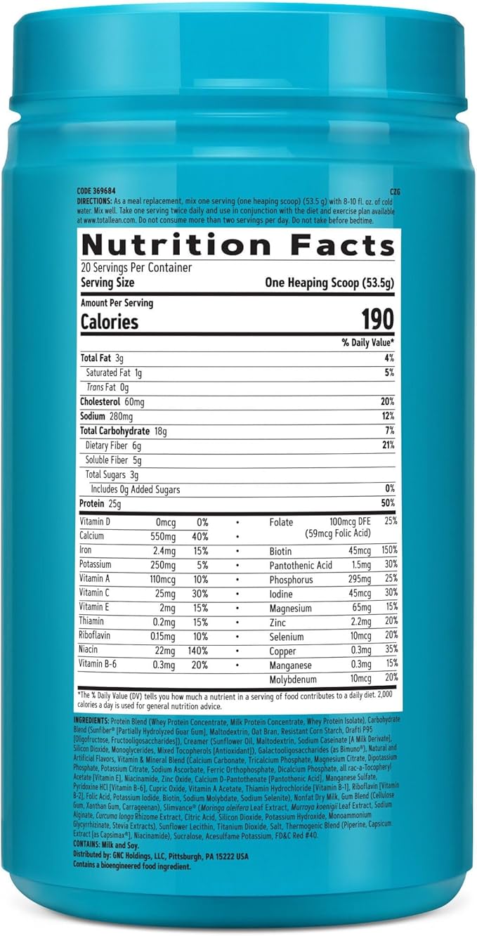GNC Total Lean Lean Shake + Slimvance Stim - Strawberry Banana (20 Servings)