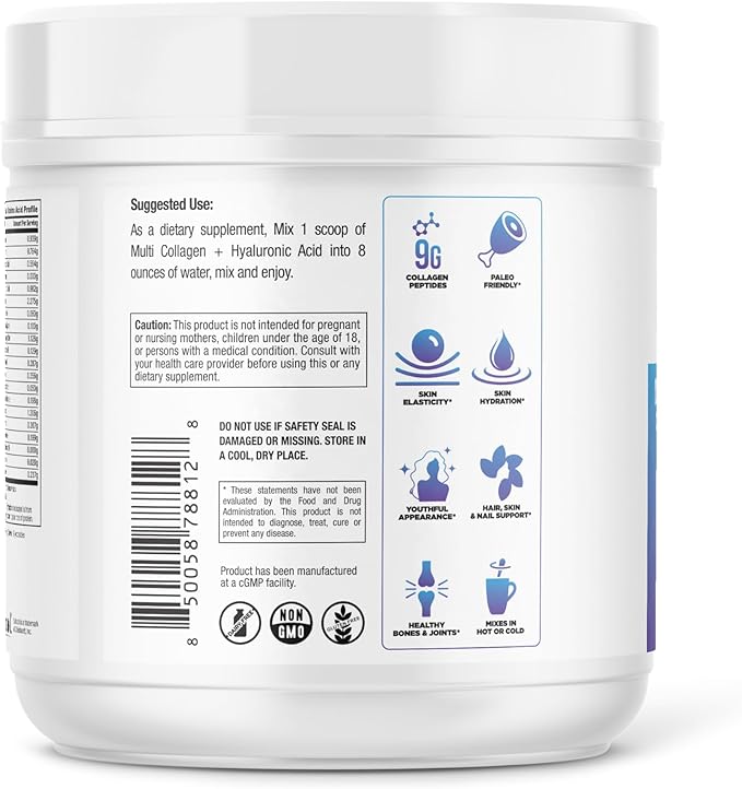 DR. EMIL NUTRITION Multi Collagen Peptides Plus - Peppermint Tea Flavor | 9g Collagen + Hyaluronic Acid | Skin Hair Nails &amp Joint Support | Paleo &amp Keto-Friendly Non-GMO 390g