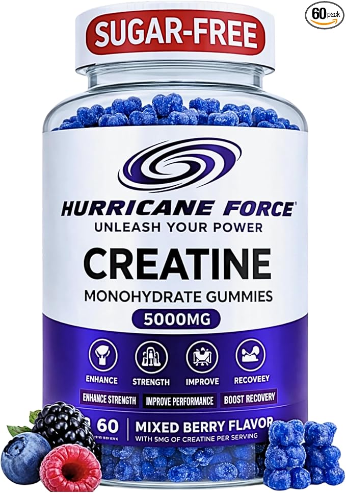 Chewable Creatine Monohydrate Gummies 5000mg — Sugar-Free Creatine Chews No Powder No Shaker No Mess No Bloat — Easy On-the-Go Supplement for Strength Training &amp Muscle Recovery — 60ct Mixed B