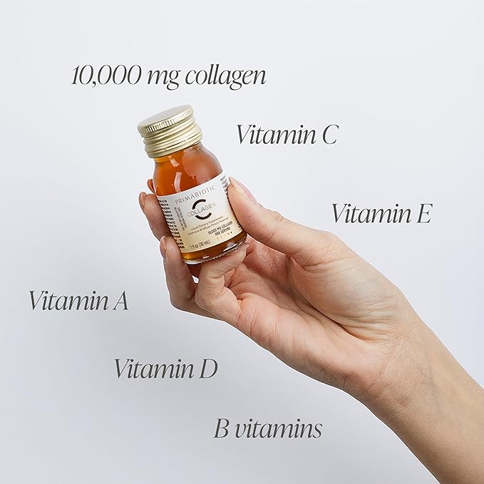 PRIMABIOTIC Liquid Collagen - High Collagen Content [10000 Mg] Per Serving - Hydrolyzed Collagen and 12 Vitamins - Gluten Free- 900 Ml - Pack of 30 Bottles x 30 Ml (1)