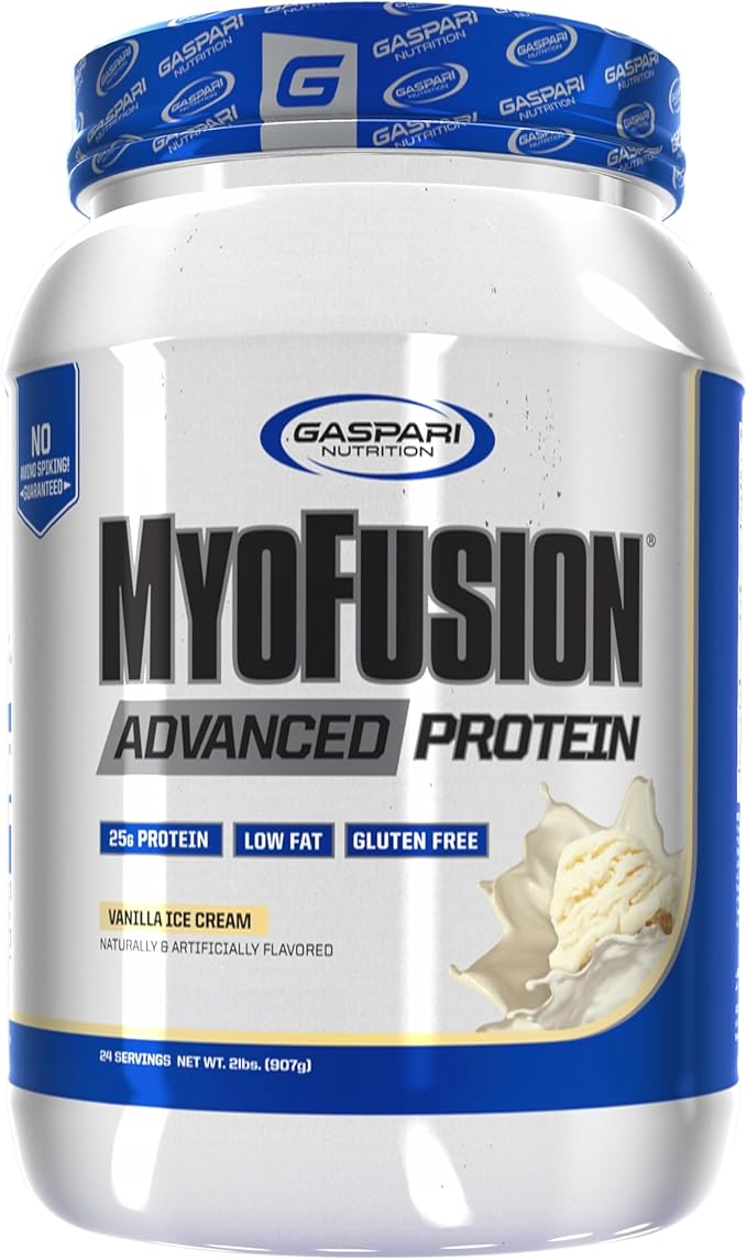 Gaspari Nutrition Myofusion Advanced Protein Protein Blend with Whey Protein Casein Protein and Isolate Protein Low Fat and Gluten Free (2lbs Vanilla Ice Cream)