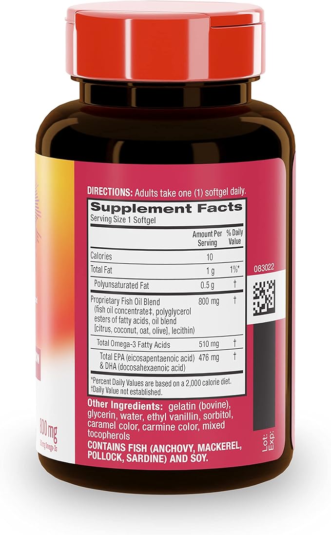 MegaRed Advanced 6X Absorption Softgels - Omega-3 Fish Oil Supplement 800mg (80 Count in A Box) EPA DHA Fish Oil Supports Heart Brain Joints &amp Eyes