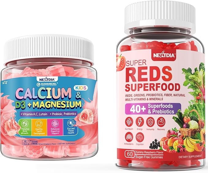 Kids Calcium Gummies + D3 &amp 2 Pack Super Reds Gummies