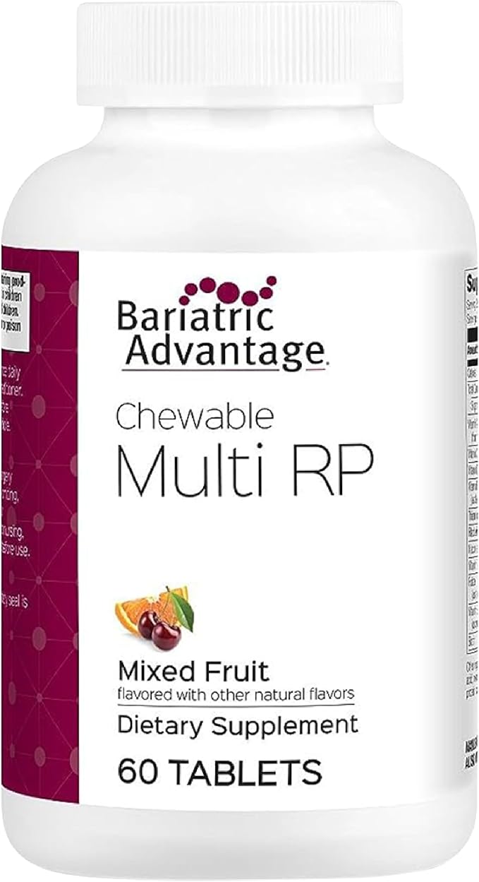Bariatric Advantage Chewable Multi RP Multivitamin - for Bariatric Surgery Patients - with Iron Copper Vitamin C A Zinc &amp More - 100% DV of 18 Nutrients - Mixed Fruit - 60 Count