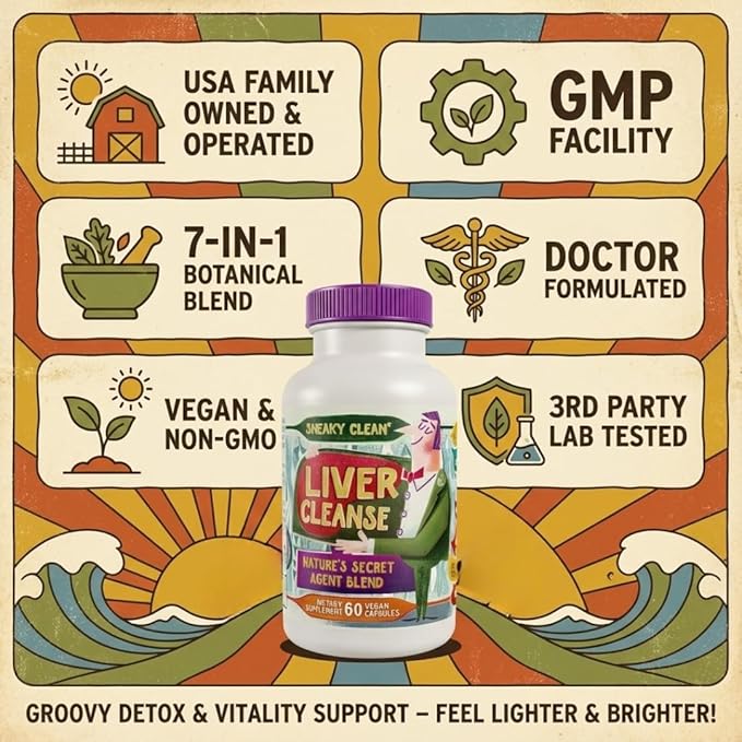 Liver Cleanse Support Supplement w Organic Milk Thistle - Nature's Secret Agent Blend - 60 Vegan Capsules