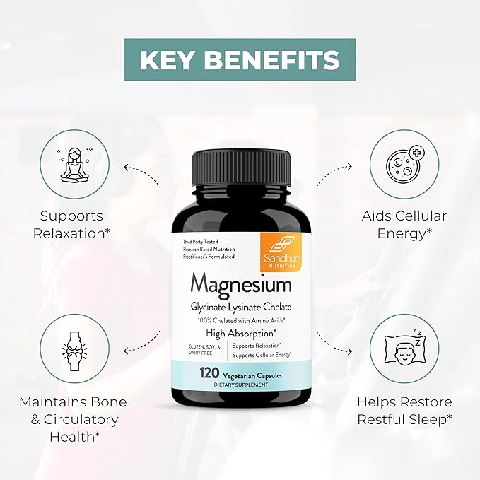 Sandhu's Bovine Colostrum Powder &amp Magnesium Glycinate Lysinate Capsules | Helps Gut Immune Heath &amp Sleep Support