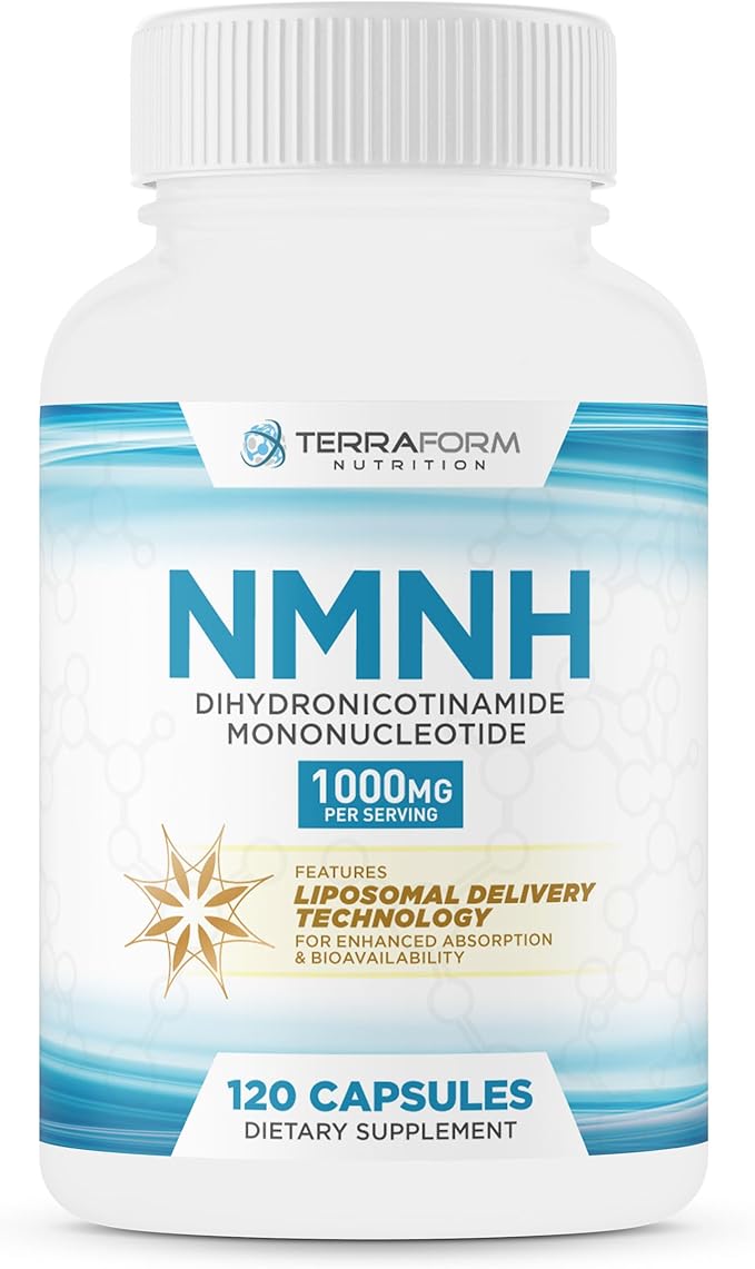 NMNH Dihydronicotinamide Mononucleotide 1000mg – NMNH Supplement with Sunflower Lecithin Liposomal Delivery Matrix for Enhanced Absorption – 120 Capsules (60 Servings) – NAD+ Support